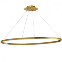 Lustre horizontal Circulo de Dainolite en silicone blanc qui diffuse la lumière, avec fini laiton vieilli et ampoule de 63 W