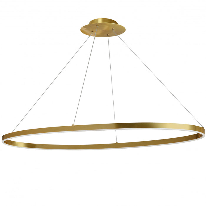 Lustre horizontal Circulo de Dainolite en silicone blanc qui diffuse la lumière, avec fini laiton vieilli et ampoule de 63 W