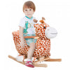 Qaba Chaise De Cheval A Bascule En Bois Pour Enfants En Peluche Pour Tout-petits Avec Ceinture Sonore Et De Securite, Theme Girafe