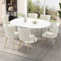 Ensemble de salle a manger moderne Sophia 7 pieces avec table et chaises, beige