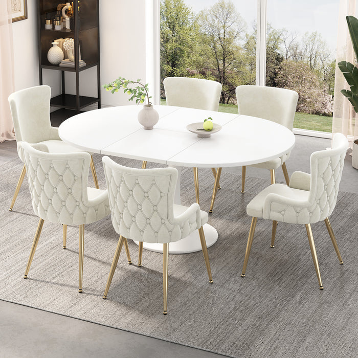 Ensemble de salle a manger moderne Sophia 7 pieces avec table et chaises, beige