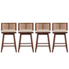 Talia – Lot de 4 tabourets de bar de hauteur comptoir en bois avec dossier en rotin, finition noyer