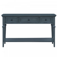 Table Console Sabina En Bois Massif Avec 3 Tiroirs Et Etagere - Bleu Marine
