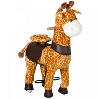 Qaba Cheval A Bascule Mecanique Equitation Poney Jouet Avec Roues Cadeau Pour 3-6 Ans Filles Garcons