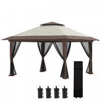 Outsunny 13' X 13' Pop Up Canopy Avec Parois Laterales En Maille, Abri De Tente A Canopy Facile Avec