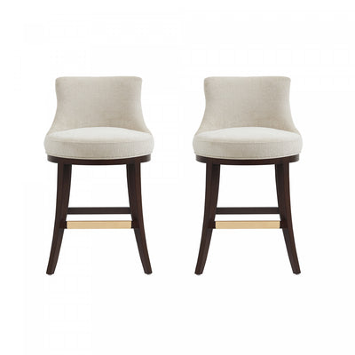 Lucia Modern Chenille Wood Counter Stool in Natural - Set of 2 | Tabouret de comptoir moderne Lucia en bois et chenille naturelle - Lot de 2
