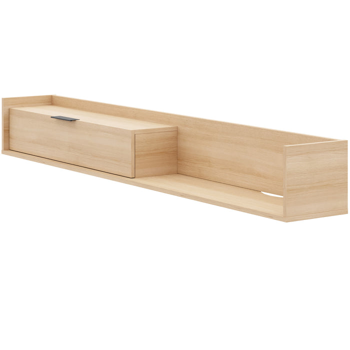 Meuble pour téléviseur mural mince Nordika de 72 po avec armoire de rangement - chêne blond naturel