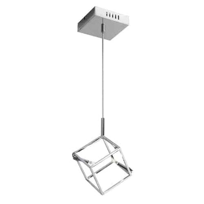 Dainolite Cubo 2 Light Pendant Cube Frame Polished Chrome Finish Lamp|Luminaire suspendu Cubo de Dainolite avec cadre cubique, fini chromé poli et 2 ampoules