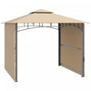 Outsunny 10' X 10' Pavillon Tonnelle De Jardin Abri Auvent D'exterieur Avec Double Toit Ventile, Double Auvent , Cadre En Metal Pour Pelouse, Terrasse, Beige