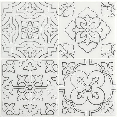 Smart Tiles Peel and Stick 4-Sheet 9 x 9 Backsplash - Vintage Giotto|Dosseret Smart Tiles peler et coller 9 x 9, 4 feuilles - Vintage Giotto