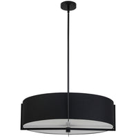 Luminaire suspendu Preston de Dainolite de 26 po de diamètre avec abat-jour noir, fini noir mat et 4 ampoules
