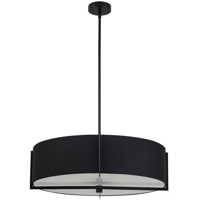 Luminaire suspendu Preston de Dainolite de 26 po de diamètre avec abat-jour noir, fini noir mat et 4 ampoules