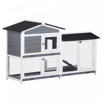Pawhut Clapier A Lapin A 2 Etages En Bois Pour Petits Animaux Avec Rampe, Plateau Sans Fuite, Toit R