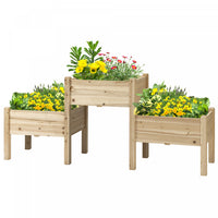 Outsunny - Lit De Jardin Sureleve A Trois Niveaux Avec Trois Bacs A Plantes Sureleves, Support De Pl