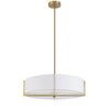 Luminaire suspendu Preston de Dainolite de 21 po de diamètre avec abat-jour blanc, fini laiton vieilli et 4 ampoules