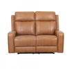 Causeuse inclinable electrique Bellamy de 58 po en cuir assorti avec appuie-tete ajustable et USB - Cognac