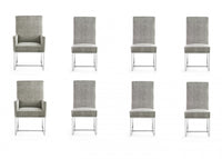 Ensemble moderne de salle a manger Element, 8 chaises, en acier