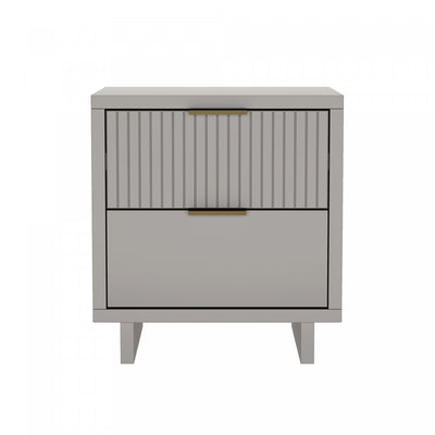 Elara Contemporary 18" Solid Wood Nightstand in Light Gray (2-Drawer) | Table de nuit contemporaine Elara 18" en bois massif, gris clair (2 tiroirs)