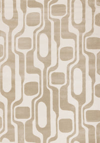 Carpette Leopold beige et crème de style moderne du milieu du 20e siècle - 6 pi 7 po x 9 pi 6 po
