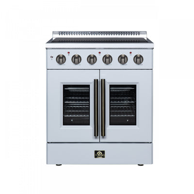 Galiano 30 Inch French Door Electric Range, 4 radiant burners, 4.32 cu.ft., White - FFSEL6917-30WHT | Cuisiniere electrique Galiano de 30 po avec portes francaises, 4 foyers, 4,32 pi³, blanc – FFSEL6917-30WHT