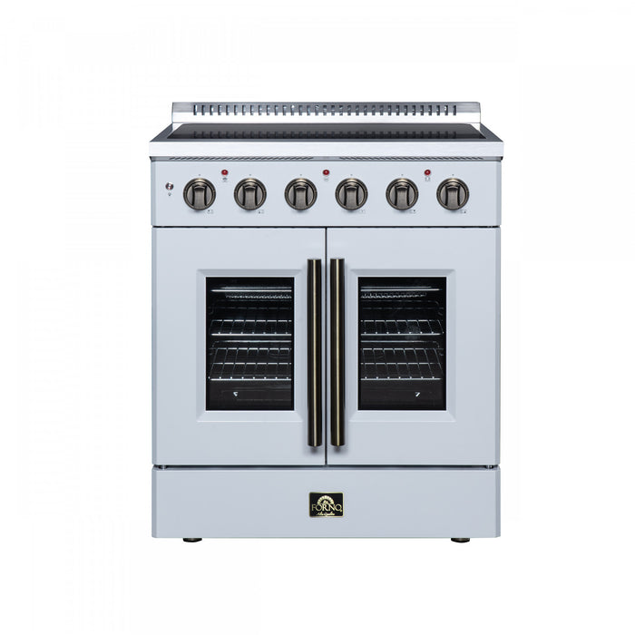 Cuisiniere electrique Galiano de 30 po avec portes francaises, 4 foyers, 4,32 pi³, blanc – FFSEL6917-30WHT