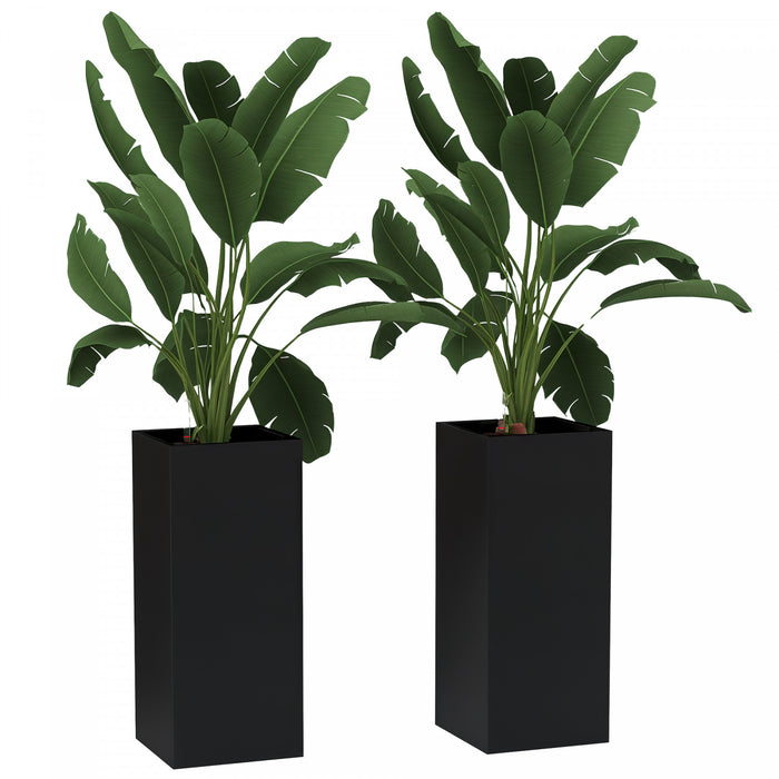 Outsunny Lot de 2 jardinieres d'exterieur en plastique de 11\", noir