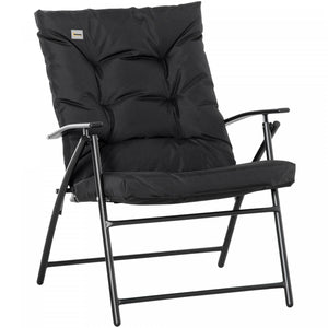 Chaise Longue Pliable, Fauteuil Rembourre Avec Accoudoirs, Noir