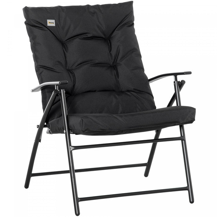 Chaise Longue Pliable, Fauteuil Rembourre Avec Accoudoirs, Noir