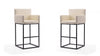 Tabouret de bar rembourre en metal style mid-century modern Ambassador, creme – Lot de 2