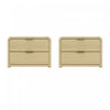 Table de nuit moderne Grace 28\" en chene naturel et or (2 tiroirs) - Lot de 2