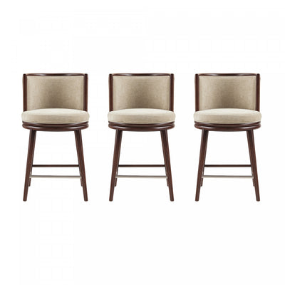 Evalyn Modern Wood Upholstered Counter Stool in Natural - Set of 3 | Tabouret de comptoir moderne en bois et tissu Evalyn, naturel - Lot de 3