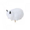 Pouf Repose-pieds Julius En Bois Tapisse Avec Pieds En Forme De Yak, Blanc