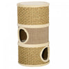 Pawhut Tour A Chat 3 Etages A Trois Trous Avec Surface De Couverture A Gratter En Sisal Et Algues, Tour A Chat Pour Chats D'interieur, 15 \"x 28\", Kaki Et Marron