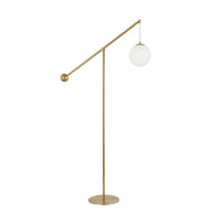 Lampe à pied Holly de Dainolite de 66 po de hauteur en verre blanc opale, avec fini laiton vieilli et 1 ampoule