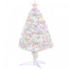 Homcom Arbre De Noel De Table Artificiel Pre-eclaire De 2.5 Pieds Avec Fibre Optique Et 85 Embouts