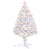 Homcom Arbre De Noel De Table Artificiel Pre-eclaire De 2.5 Pieds Avec Fibre Optique Et 85 Embouts