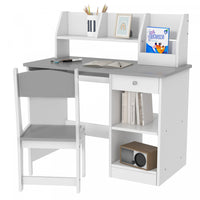 Qaba Ensemble Bureau Et Chaise Pour Enfants De 5 A 8 Ans Avec Rangement, Table D'etude Et Chaise Pou