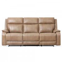  Sofa inclinable electrique Marlow de 84 po en cuir assorti avec USB/USB-C - Taupe