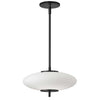 Luminaire suspendu Maddie de Dainolite en verre blanc opale, avec fini noir mat et ampoule à DEL de 16 W