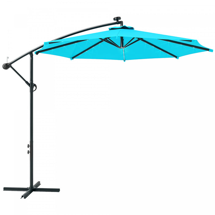 Outsunny Parasol Deporte Exterieur De 10pi Avec Eclairage Solaire Turquoise