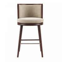 Tabouret de bar moderne en bois avec assise rembourree Evalyn, finition naturelle