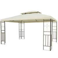 Outsunny 10x13pi Acier Gazebo Abri Soleil Patio Exterieur Fete Evenement Auvent Ventile Toit Blanc C