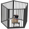 Pawhut Parc Pour Chien, 30\" De Haut, 5 Panneaux, Enclos D'exercice Pour Chiot, Robuste Avec Barriere Pour Chien Et Porte Pour Chat, Cloture Portable Pliable, Noir