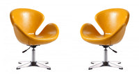 Fauteuil lounge pivotant moderne Raspberry en tissu jaune - Lot de 2