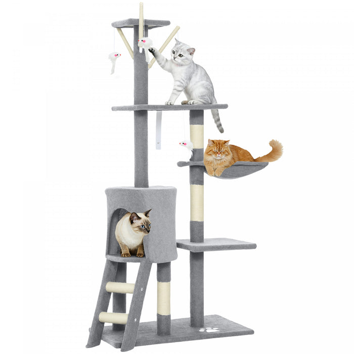 Arbre a chat 134 cm multi-niveaux, centre d'activites pour chaton