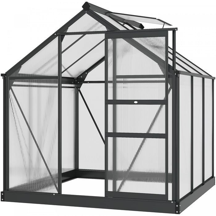 Outsunny Serre Chaude De Jardin De Plain-pied Avec Porte Coulissante
