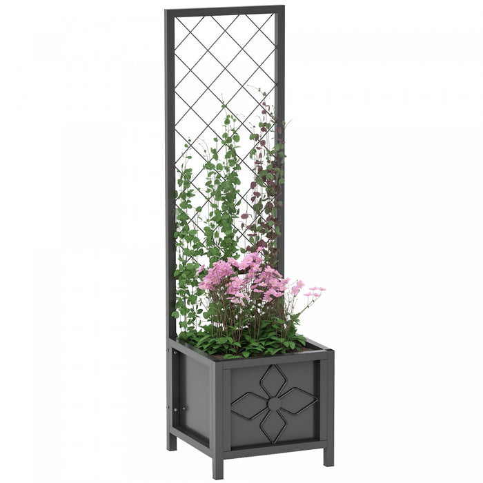 Outsunny Jardiniere en metal avec treillis, trous de drainage