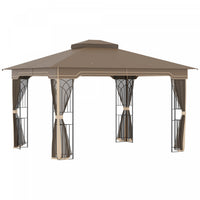 Outsunny 12' X 10' Tonnelle Pavillon Jardin Patio Terrasse Gazebo Auvent Abri D'exterieur Avec Doubl