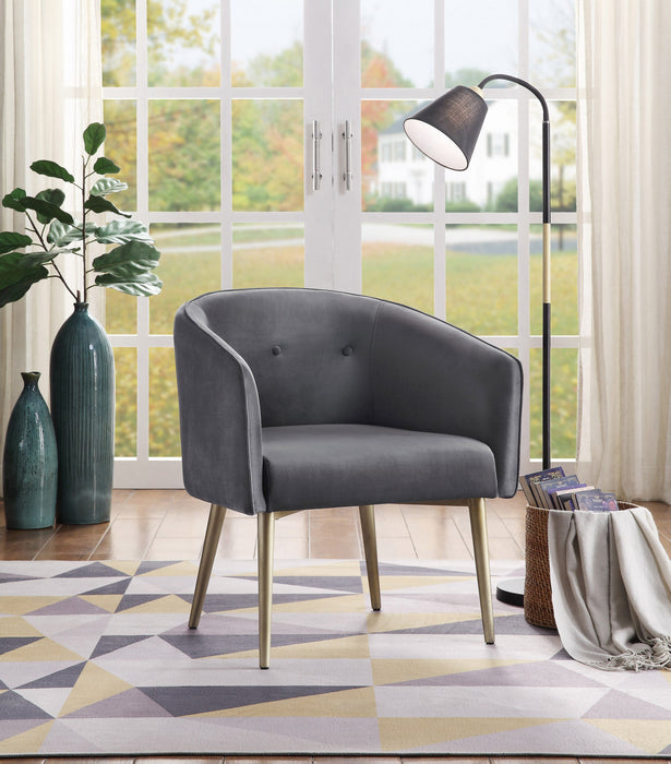 Chaise D'appoint Velma En Velours Gris