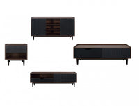  Ensemble de salon Duane style milieu du siecle moderne 4 pieces en noir